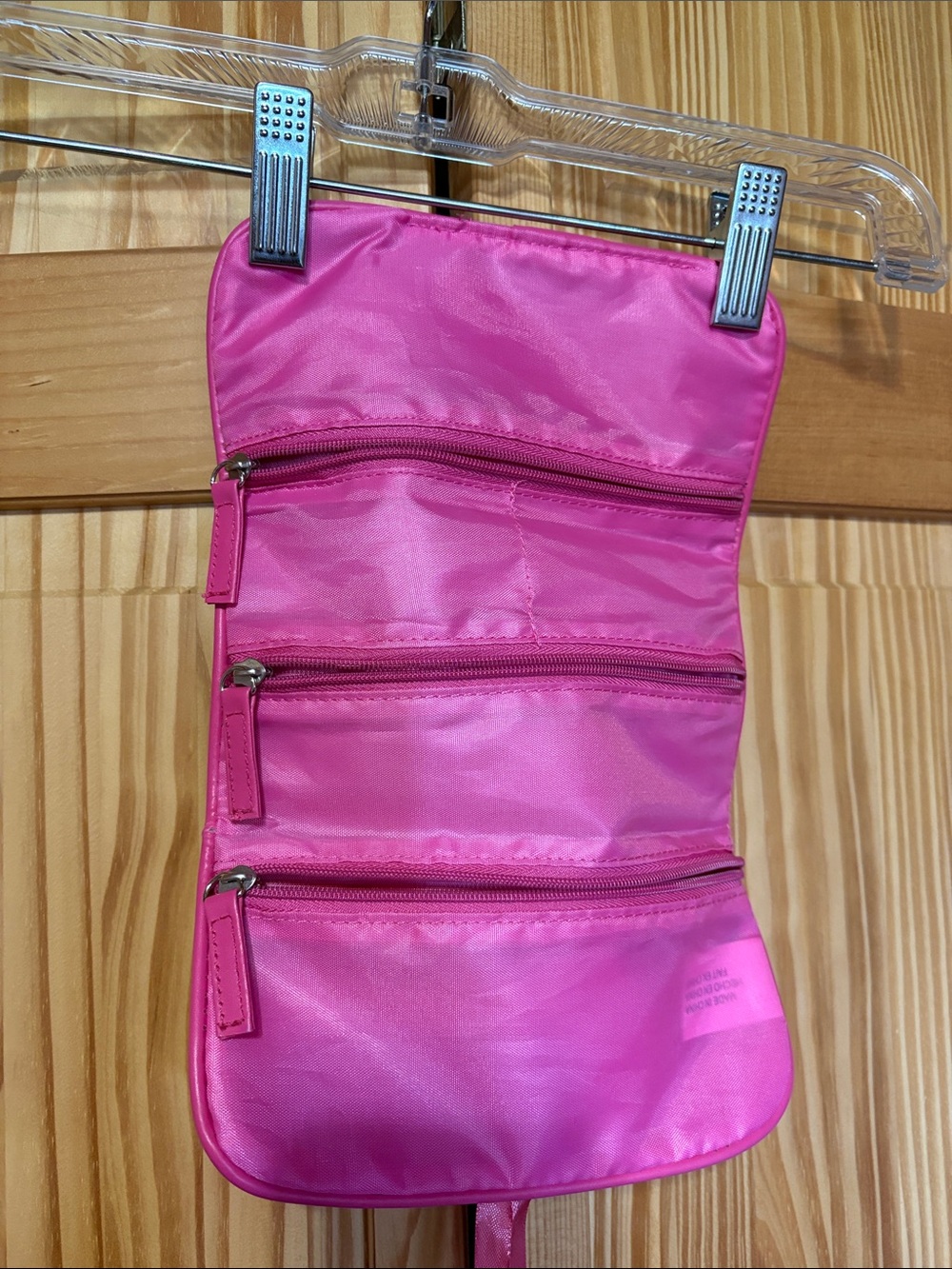 Pink 3-Zip Hanging Travel Organizer